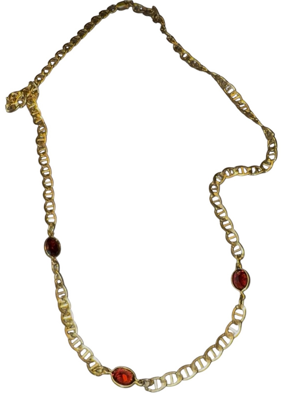 Vintage 14K Gold Bonded Garnet Necklace • Sterling Silver • 16” • 3 Garnets - Picture 12 of 12